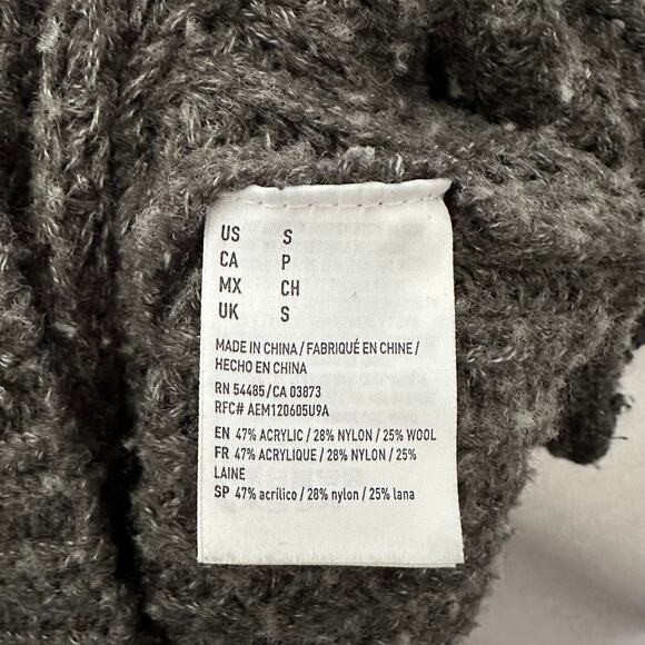 American Eagle Gray Knit Mock Neck Oversized Small Sweater - Picture 6 of 6